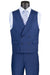 Vinci Men's Navy Blue Sharkskin Suit with Double Breasted Vest - USA Men's Outlet