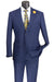 Vinci Men's Plaid 2-Btn Peak Lapel Modern Fit Suit in Blue - USA Men's Outlet