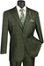 Vinci Men's Plaid 2-Button Windowpane Vested Suit w/Peak Lapel - Olive - USA Men's Outlet