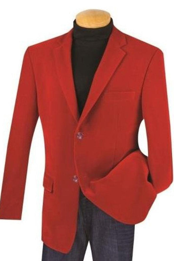 Vinci Men's Red Velvet 2-Button Regular-Fit Blazer - USA Men's Outlet