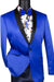 Vinci Men's Royal Blue Slim Shiny Satin 1-Button Tux Jacket - USA Men's Outlet