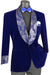 Vinci Men's Royal Blue Velvet Smoking Jacket w/ Glitter Paisley Lapel Cuffs - USA Men's Outlet