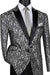 Vinci Men's Silv. Grey Paisleys Splendor Emb. Regular Fit Tuxedo Sport Coat - USA Men's Outlet