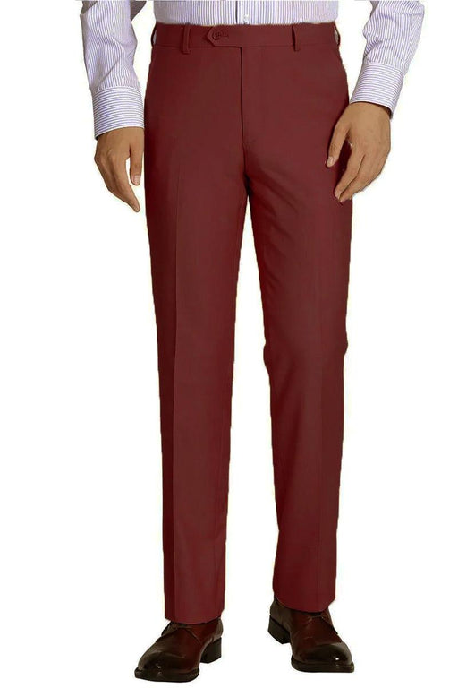 "Vinci Men's Slim-Fit Burgundy Wool-Feel Dress Pants" - USA Men's Outlet