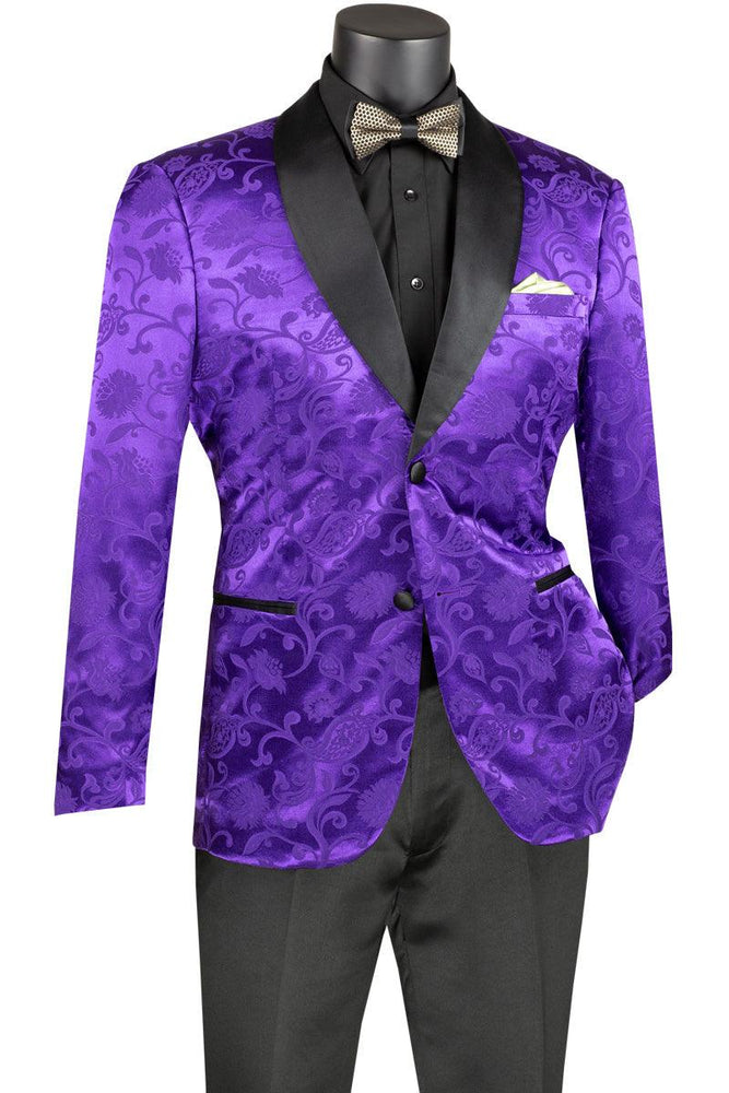 Vinci Men's Slim Paisley Paisley Tonal Blazer - Purple - USA Men's Outlet