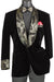 Vinci Men's Velvet Prom Jacket w/Fancy Glitter Lapel & Cuffs - Black - USA Men's Outlet