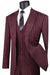 Vinci Men's Vested Burgundy Gangster Pinstripe Suit - USA Men's Outlet