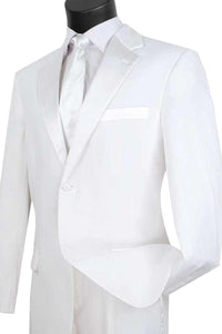 Vinci Men's White 2-Button Tuxedo in Classic Poplin - Elegant Mensattire