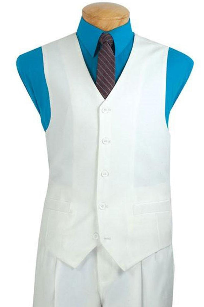 Vinci Men's White Basic Suit Vest: Refined Classic Elegance - USA Men's Outlet