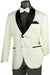 Vinci Men's White Paisley Tuxedo: Elegant Jacquard Enhancements - USA Men's Outlet