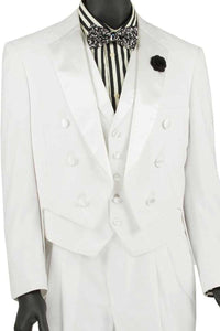 Vinci Men's White Wedding Tuxedo w/Classic Vested Tail - Elegant Mensattire