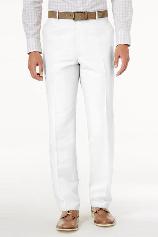 Vinci Men's White Wool Feel Flat-Front Dress Pants - Regular Fit - USA Men's Outlet