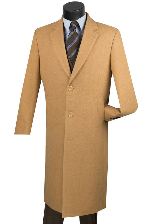 Vinci Men's Wool & Cashmere Overcoat in Camel - Classy Refinement - USA Men's Outlet