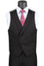 Vinci Mens 2-Button Modern Fit Suit & Peak Lapel Vest - Black - USA Men's Outlet