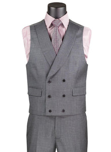 Harlem Nights Suits for Men - Vinci Mens Charcoal 3 Piece Suit Fancy Vest Big Lapel Modern Fit MV2K-2