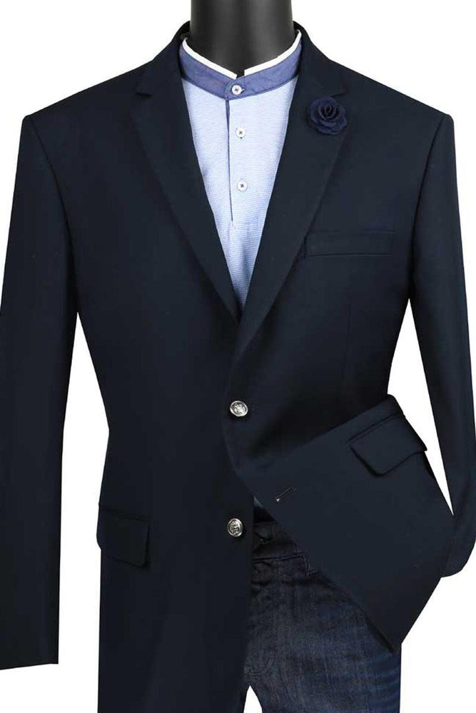 Vinci Mens Classic Fit Navy Blazer Sport Jacket - 2 Button Dress Coat - USA Men's Outlet