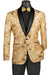 "Vinci Mens Slim Fit Champagne Floral Sequined Tuxedo Jacket" - USA Men's Outlet