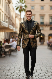 Posh Paisley Velvet Black and Gold Tuxedo Jacket
