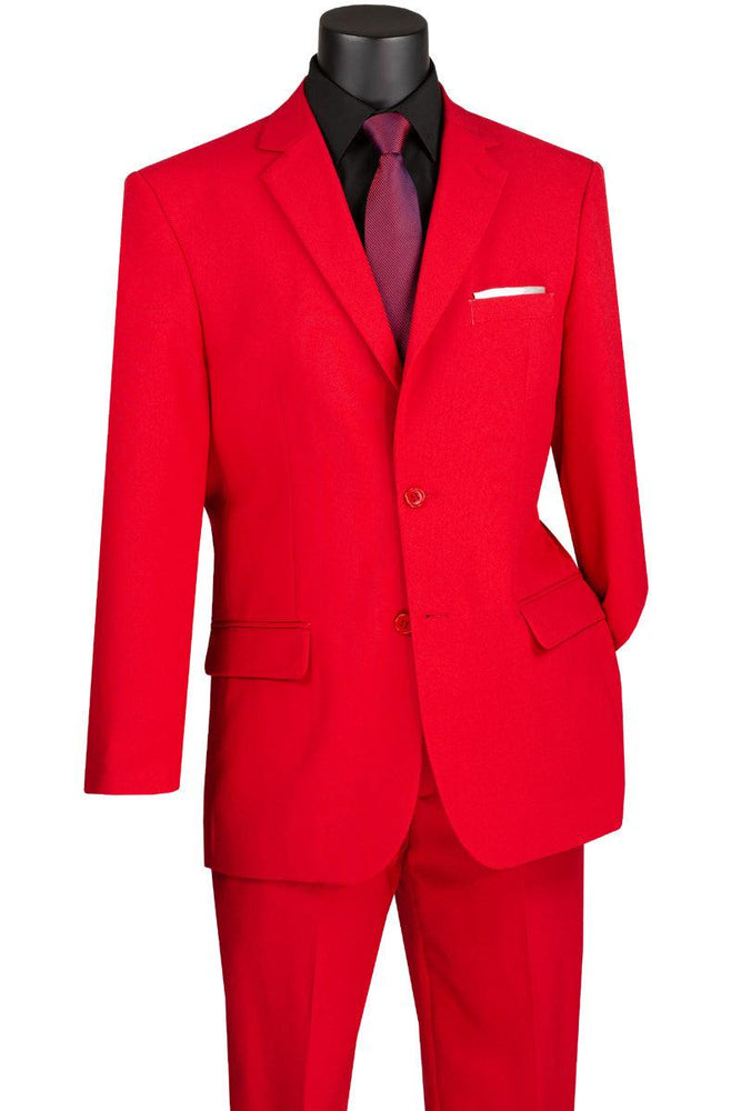 Vinci Red Men's Classic 2-Button Poplin Suit - USA Men's Outlet