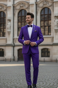 Premium Royal Purple Shawl Lapel Tuxedo – Spectrum 1 Button Formal Set