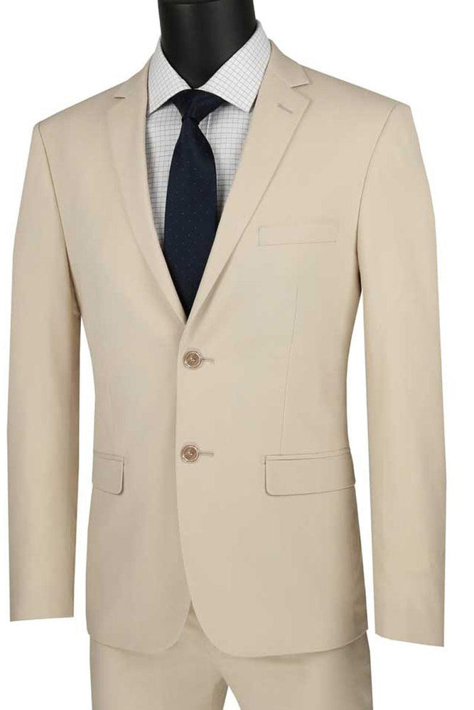 "Vinci Tan Ultra Slim Fit Stretch Suit: An Elegant Choice." - USA Men's Outlet