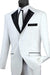 "Vinci White Contrast Notch Lapel Tuxedo w/ 2 Buttons" - Elegant Mensattire