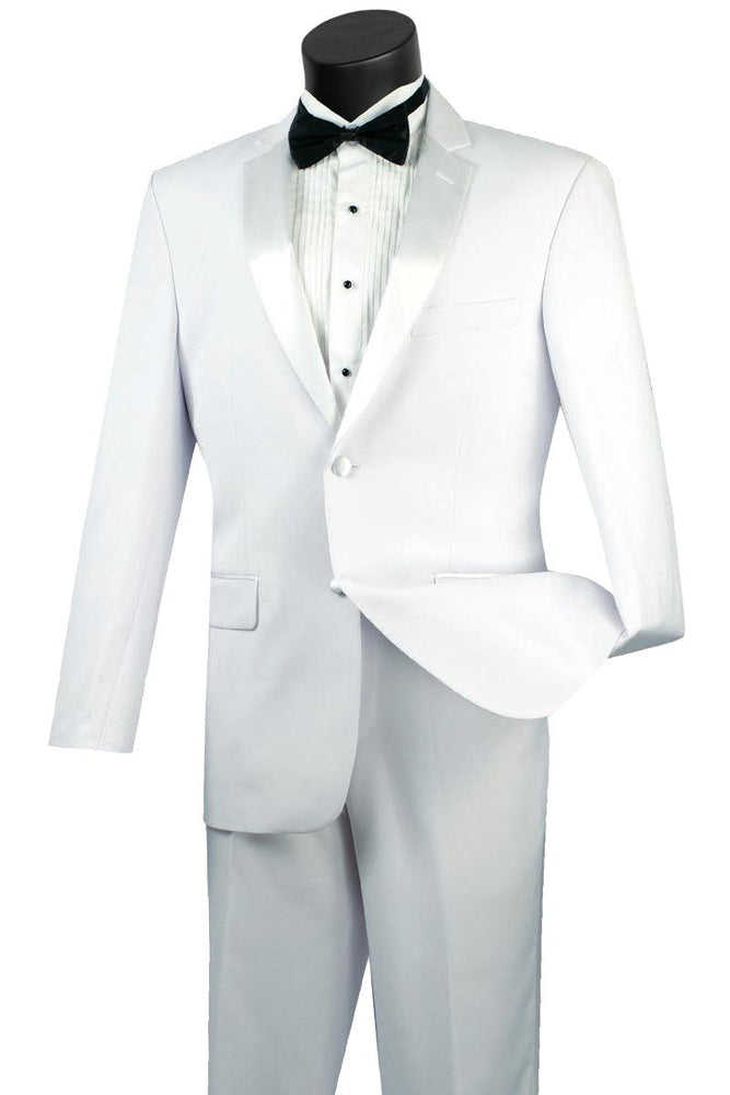 Vinci White Men's Modern Fit 2-Button Tuxedo - USA Men's Outlet