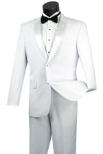 Vinci White Men's Modern Fit 2-Button Tuxedo - Elegant Mensattire