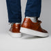 Zelli Vivo Tumbled Calfskin Sneakers in Cognac with White Rubber Sole