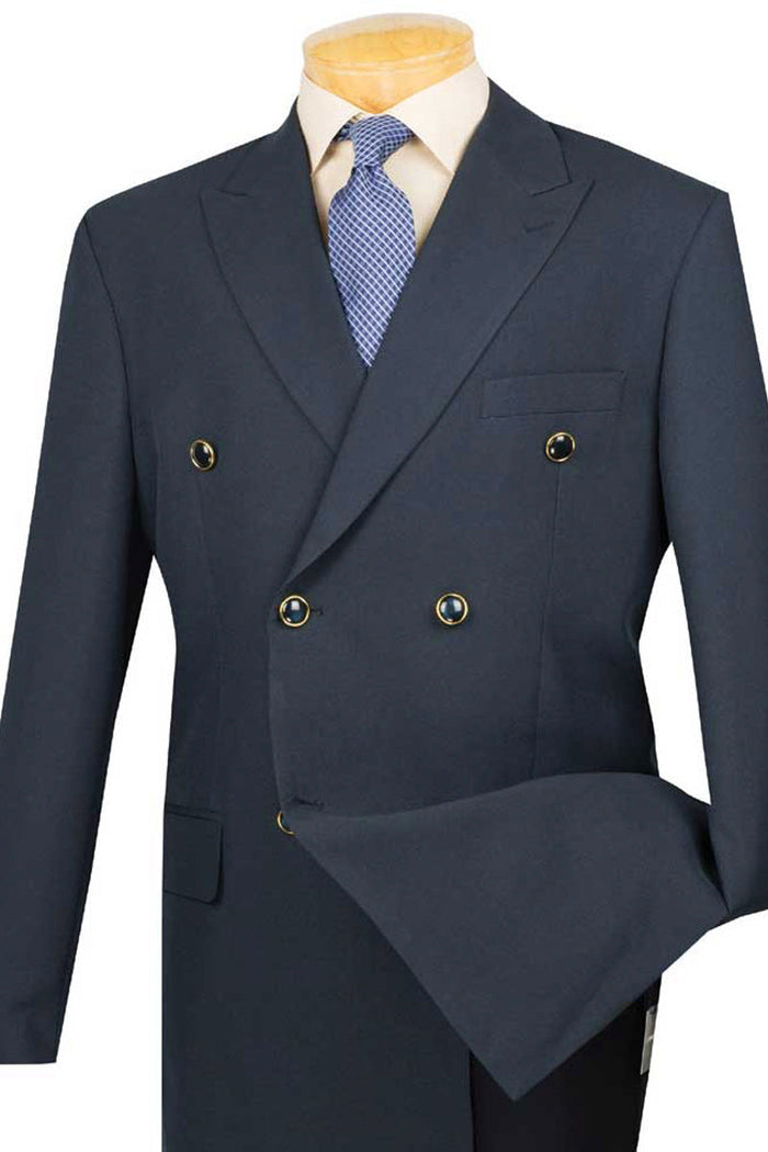 Mens Double Breasted Poplin Dress Blazer in Navy
