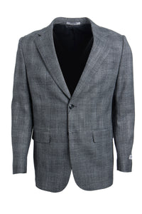 "Grey Plaid Men's Blazer by Stacy Adams with Two-Button Style"