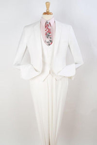 "White Apollo King Slim-Fit Suit with Dual Buttons & Vested Cut" - USA Men's Outlet