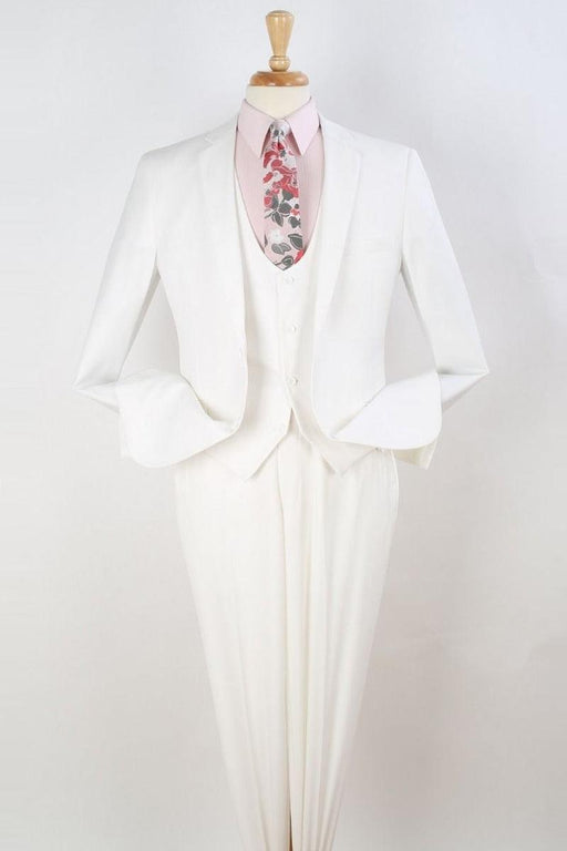 "White Apollo King Slim-Fit Suit with Dual Buttons & Vested Cut" - USA Men's Outlet