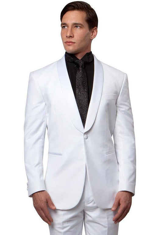 White Bryan Michaels Men's Classic Slim Shawl Lapel Tuxedo: Timeless Elegance - USA Men's Outlet