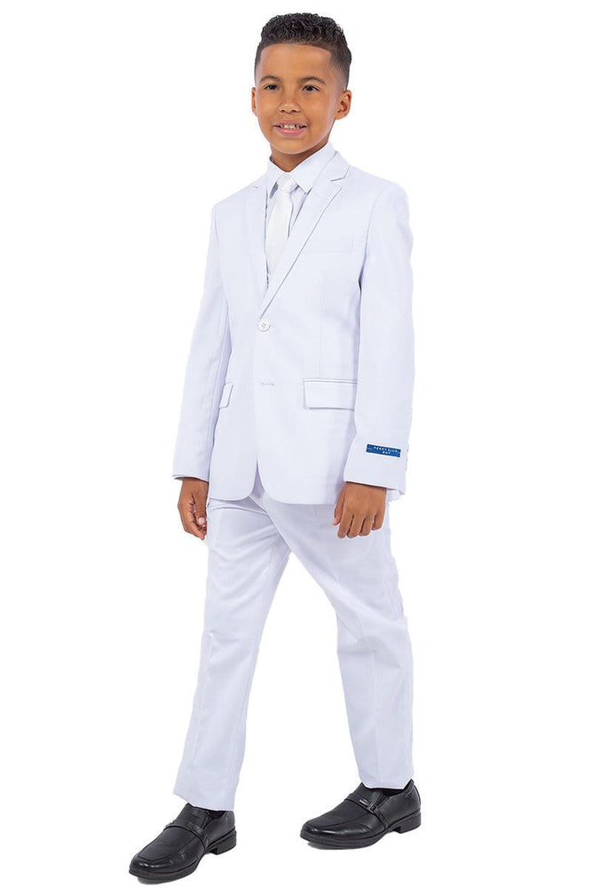 "White Perry Ellis Vested Boy's Wedding Suit: Exquisite Elegance for Boys." - USA Men's Outlet