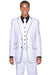 "White Sharkskin Tuxedo Suit: Fortino Landi's Vested Slim Fit with Black Piping" - USA Men's Outlet