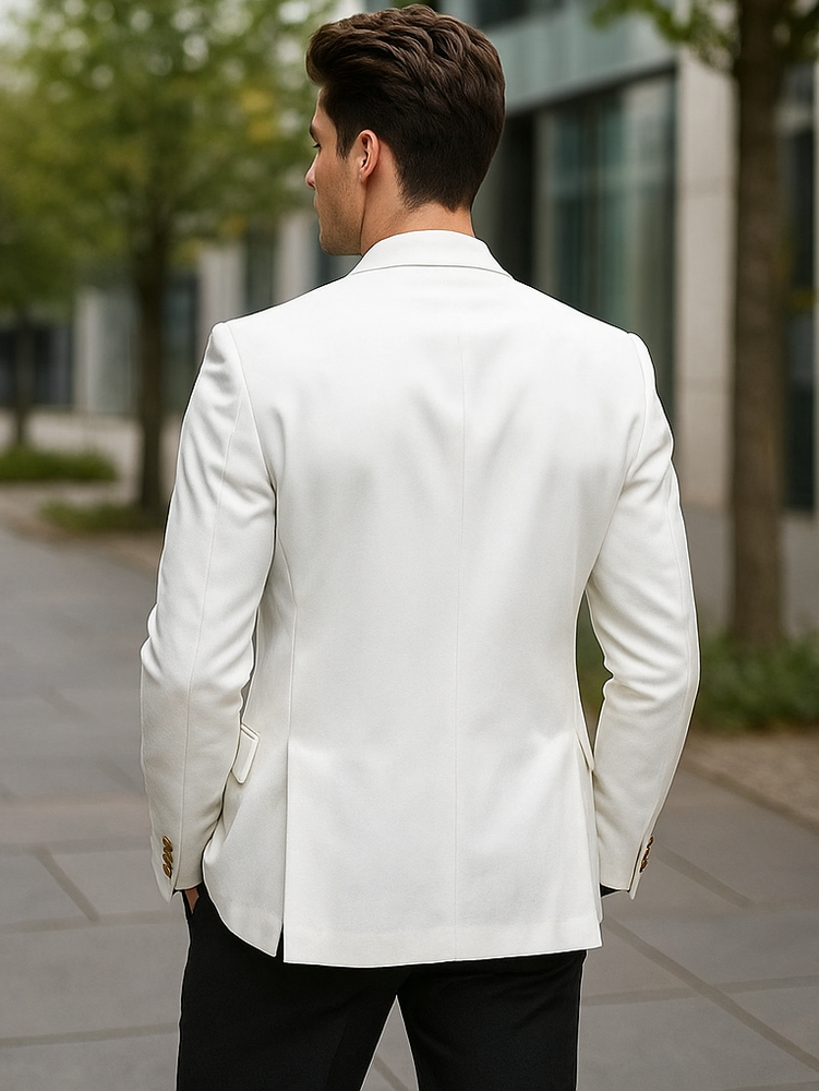 White, Six Button Double Breasted Suits Blazer Jacket Coat