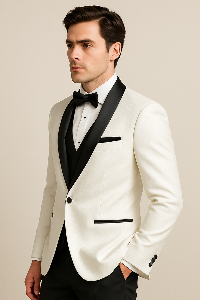 "Xavier" White Tuxedo Jacket