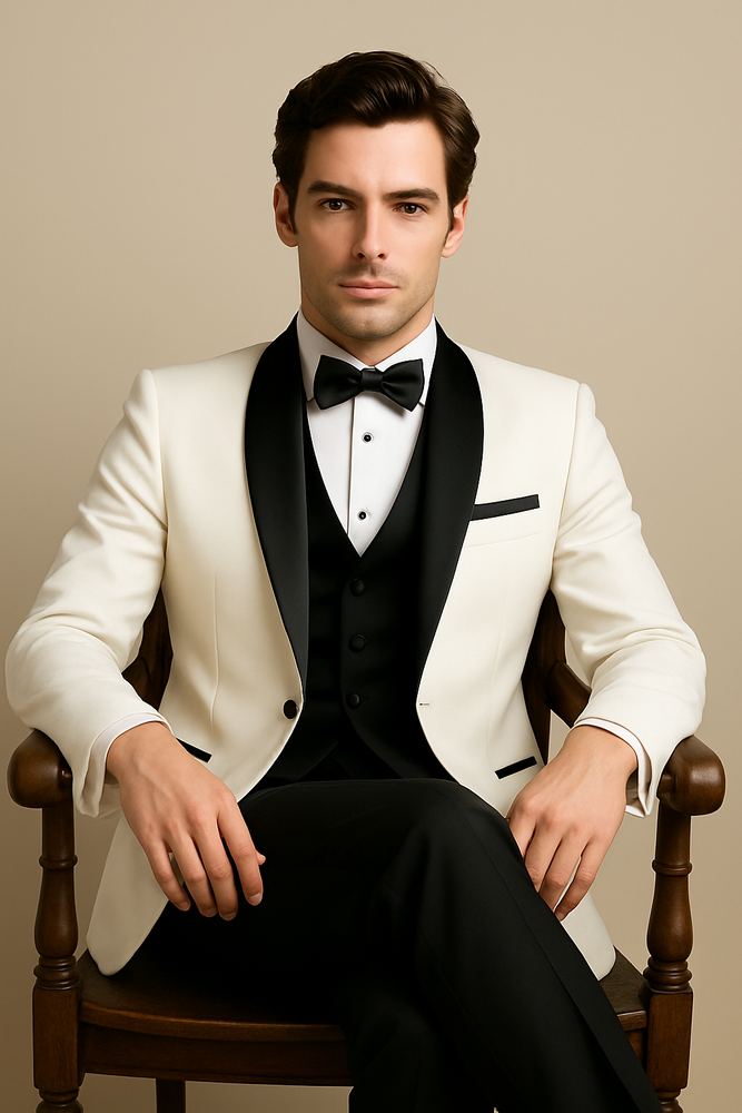 "Xavier" White Tuxedo Jacket