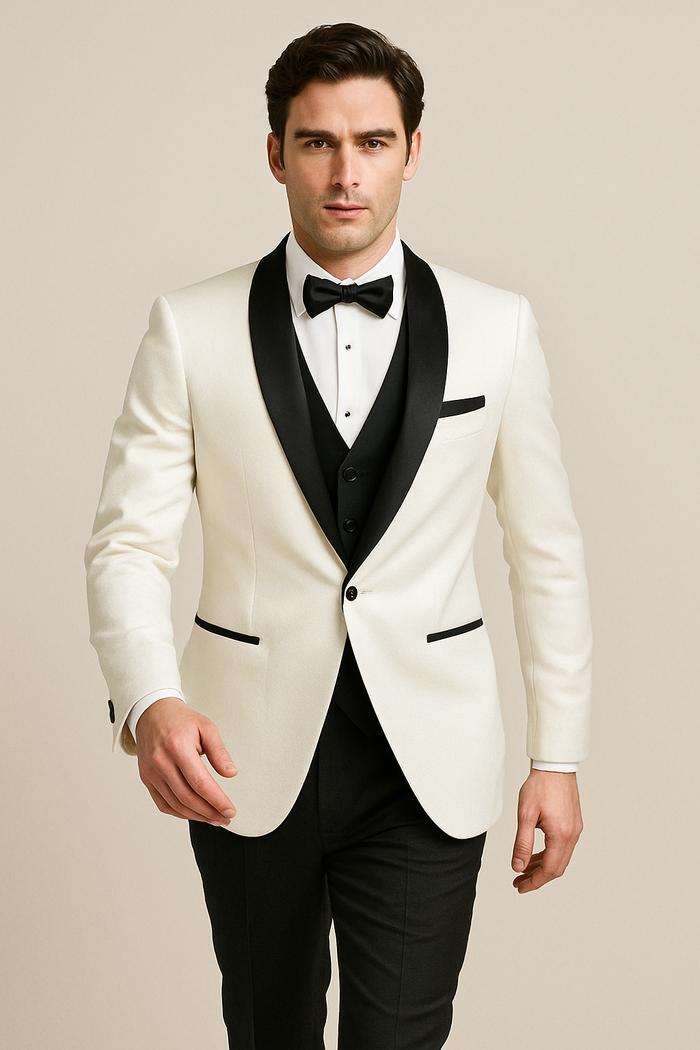 "Xavier" White Tuxedo Jacket