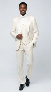 Ivory Modern Shawl Lapel Tuxedo Set – Wedding & Prom