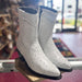 White Ostrich Boots Low Ankle J-Toe