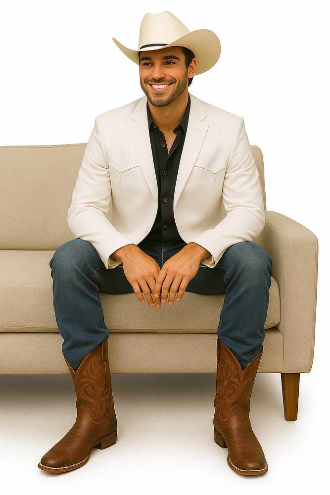 Western Blazer - Saco Para Hombre - Mens Double Button Western White Blazer