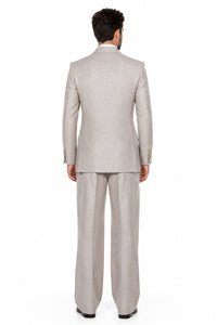 Suits With Baggy Pleated Pants - Wide Leg Pants 100% Wool - Classic Fit in  Light Brown Color by Rossiman