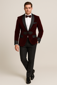 Burgundy ~ Maroon ~ Wine Wedding Blazer ~ Sport Jacket + Matching Bow Burgundy Tuxedo
