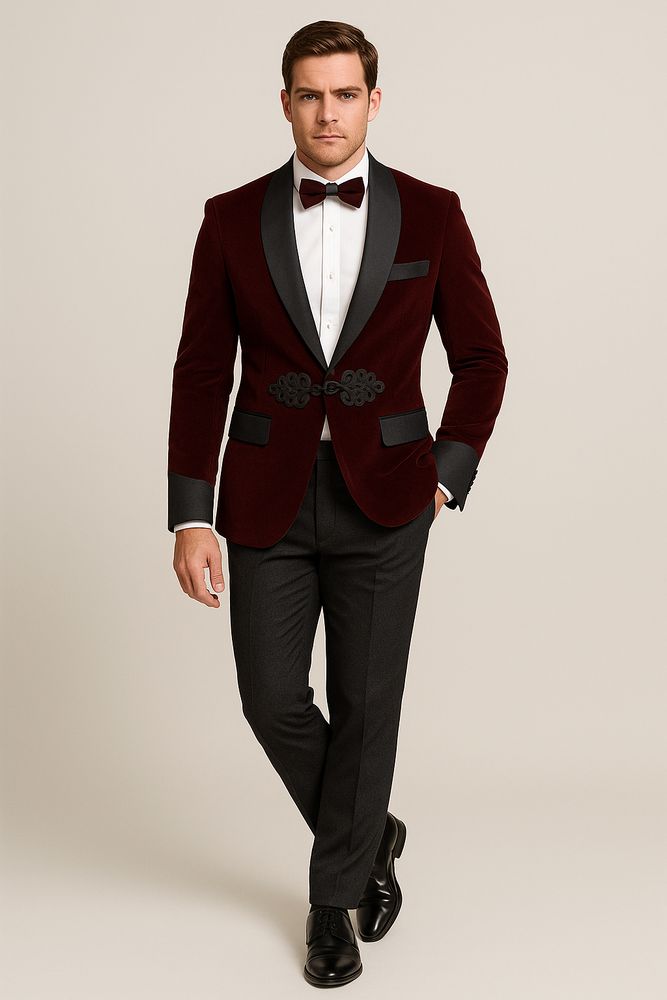 Burgundy ~ Maroon ~ Wine Wedding Blazer ~ Sport Jacket + Matching Bow Burgundy Tuxedo