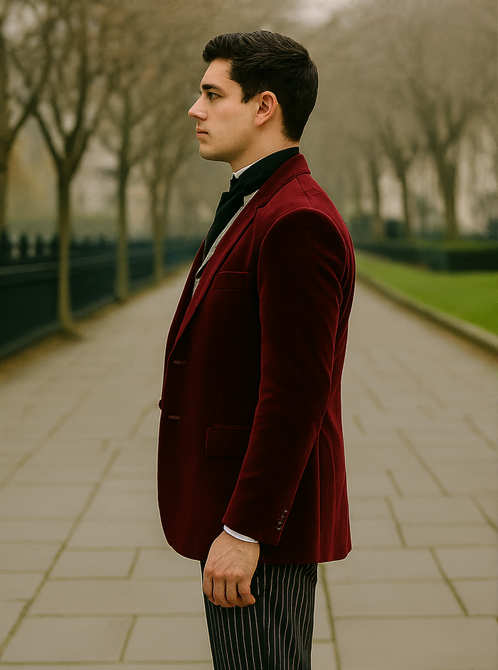 Wine Velvet Roderick Smoking Jacket – Mens Evening Wear