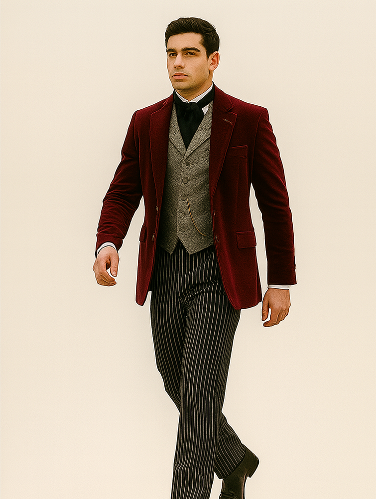 Wine Velvet Roderick Smoking Jacket – Mens Evening Wear