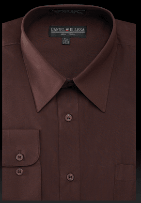 "Within Reach: Daniel Ellissa's Dark Brown Regular-Fit Basic Men's Dress Shirt" - USA Men's Outlet