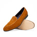 Zelli Sueded Goatskin Loafer with Crocodile Vamp in Cognac